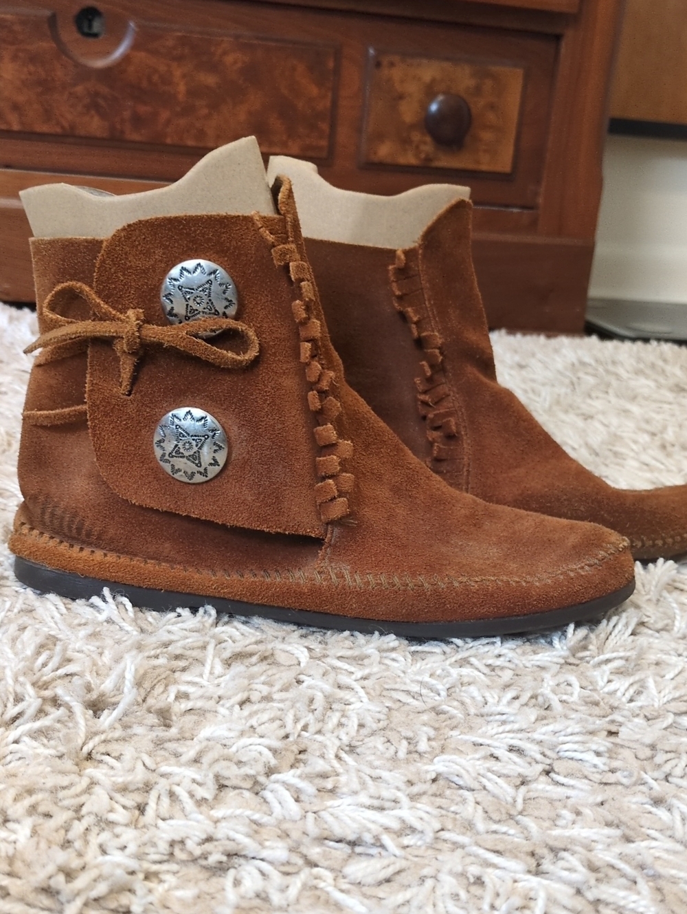 100% Genuine Suede Moccasin Booties